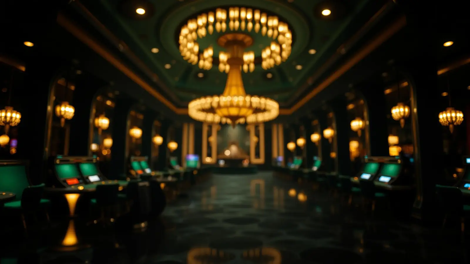 Salón de casino elegante en penumbra